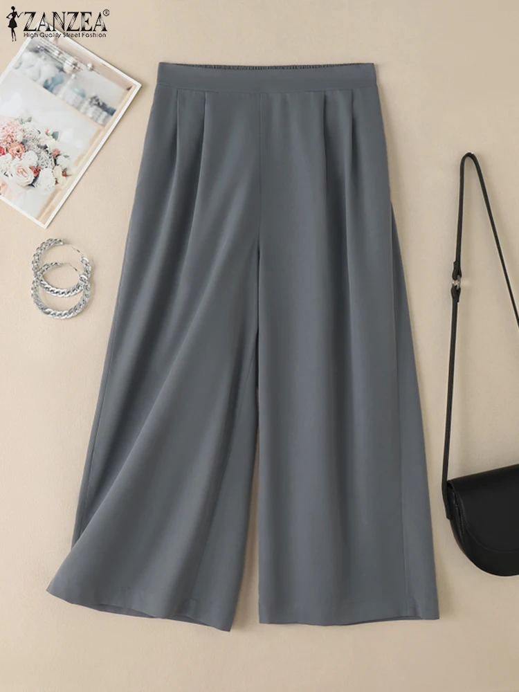 ZANZEA Fashion Women Pants Summer Elastic Waist Baggy Pleated Trousers Solid Loose Wide Leg Palazzo Elegant Work OL Pantalon
ZANZEA Fashion Women Pants Summer Elastic Waist Baggy Pleated Trousers Solid Loose Wide Leg Palazzo Elegant Work OL Pantalon