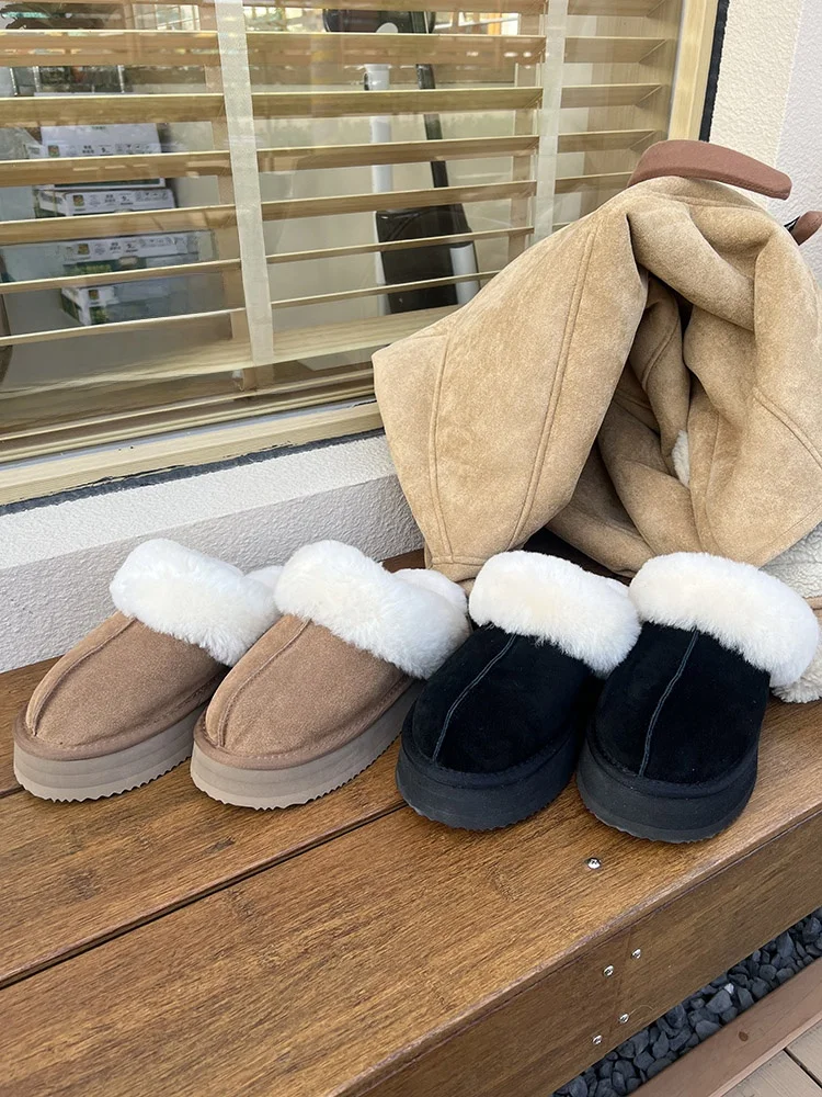 Thick Bottom Winter Slippers Fleece Lined 100 Sheepskin Leather Integrated Home Fur Snow Star Boots Women Casual Low Heel
Thick Bottom Winter Slippers Fleece Lined 100 Sheepskin Leather Integrated Home Fur Snow Star Boots Women Casual Low Heel