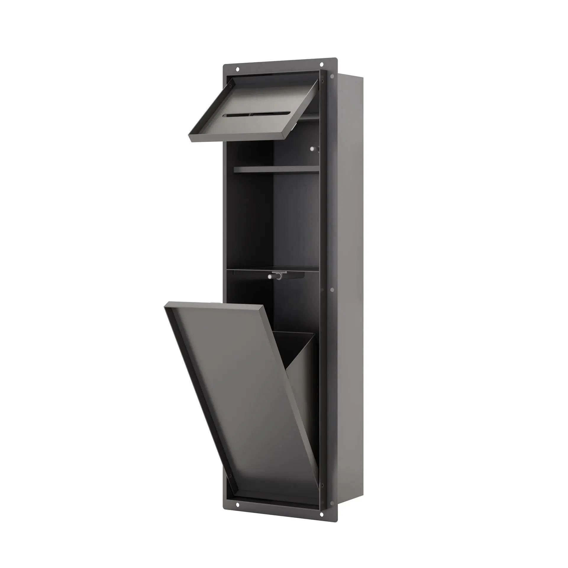304 stainless steel embedded trash bin, built-in toilet niche, tiled style, hidden toilet tissue box
304 stainless steel embedded trash bin, built-in toilet niche, tiled style, hidden toilet tissue box