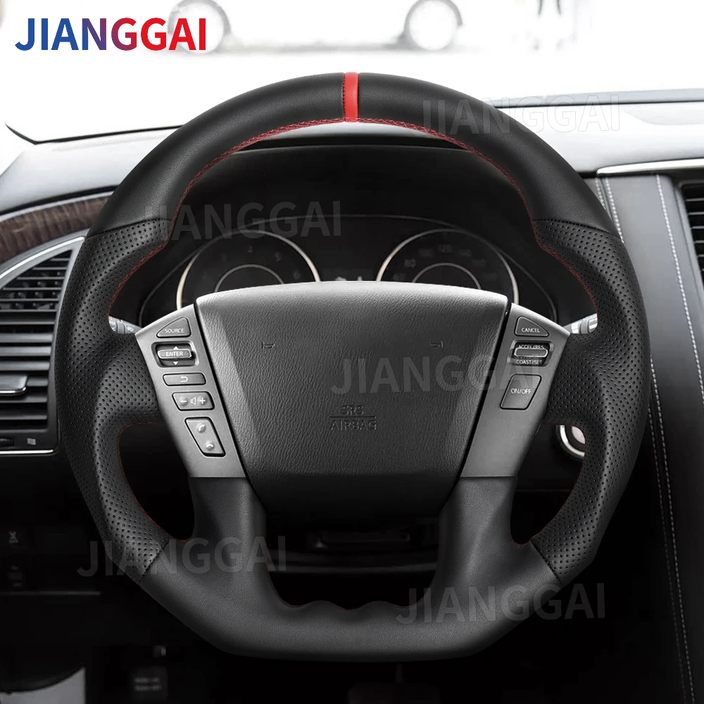 Black Smooth Leather Steering Wheel For Nissan Patrol Y62 10-18 Heated Leather Steering Wheel Red Line D-shape Car Accessories
Black Smooth Leather Steering Wheel For Nissan Patrol Y62 10-18 Heated Leather Steering Wheel Red Line D-shape Car Accessories