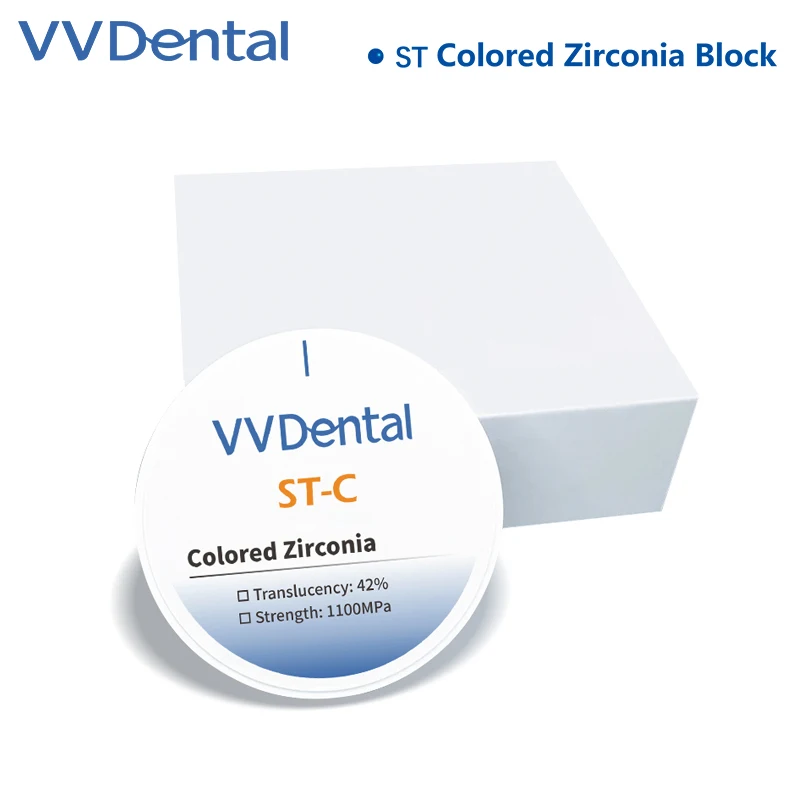 VVDental ST-C Preshaded White Zirconia Block Zirconium Discs 16 Colors Thickness 10-30mm For Dental Lab 98mm Cad Cam System
VVDental ST-C Preshaded White Zirconia Block Zirconium Discs 16 Colors Thickness 10-30mm For Dental Lab 98mm Cad Cam System