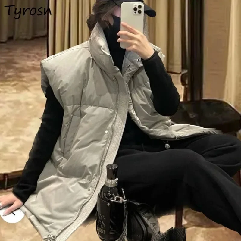 Loose Down Vests Women Solid Zip-up Thick Warm Autumn Winter Coats Popular Simple Preppy Style Daily Female Chic Baggy Leisure 
Loose Down Vests Women Solid Zip-up Thick Warm Autumn Winter Coats Popular Simple Preppy Style Daily Female Chic Baggy Leisure