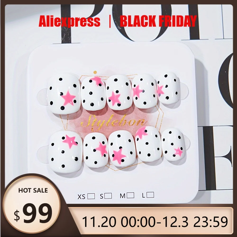 10 шт., пресс для ногтей ручной работы, молочно-белый, пятиконечная звезда, горошек, полное покрытие, ногти для женщин и девочек, съемные носимые ногти
10 шт., пресс для ногтей ручной работы, молочно-белый, пятиконечная звезда, горошек, полное покрытие, ногти для женщин и девочек, съемные носимые ногти