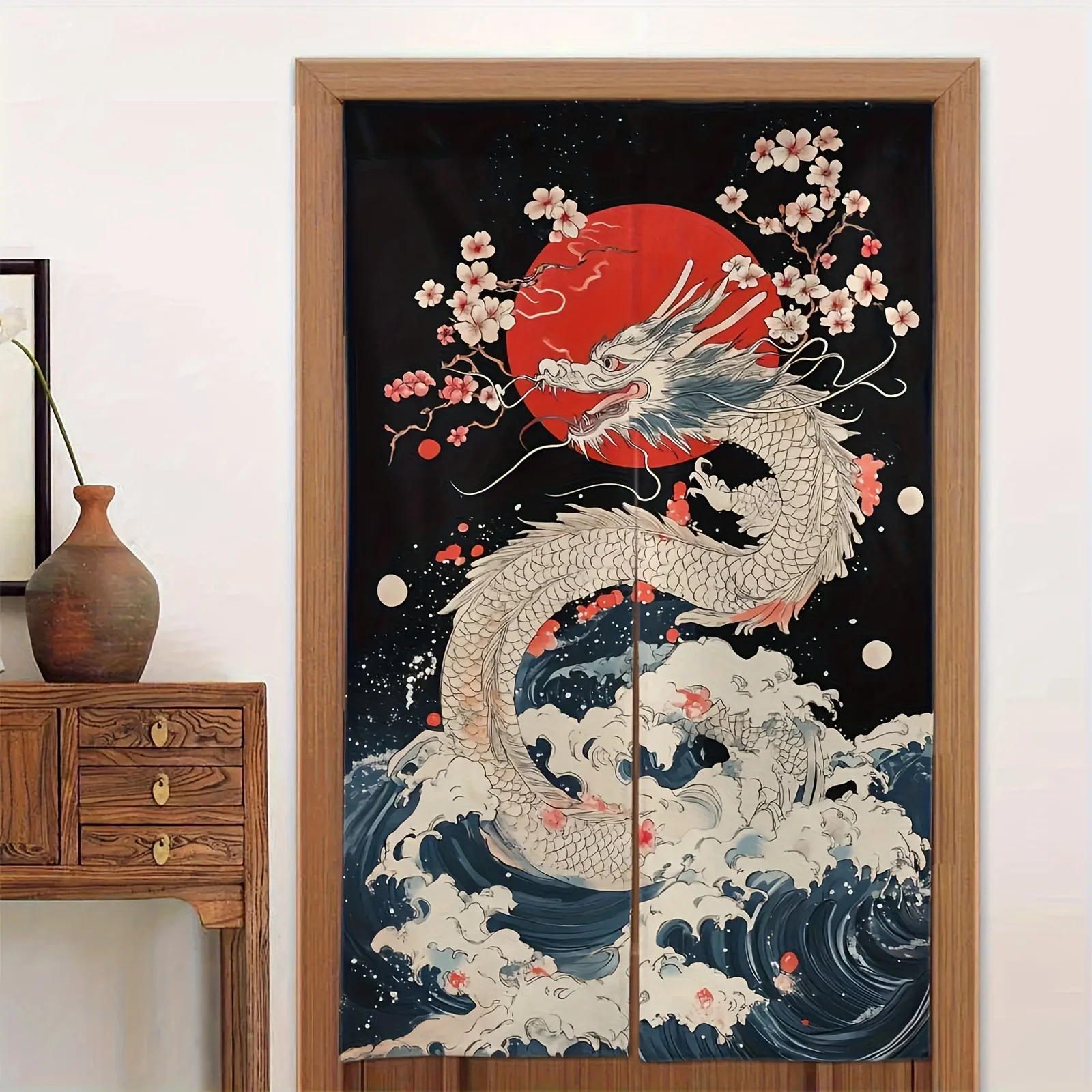 1 шт. Дверная занавеска в японском стиле Jiaolong Ocean Wave Dragon & Cherry Blossom, 33,86 x 56,3 дюйма — традиционный льняной дизайн с
1 шт. Дверная занавеска в японском стиле Jiaolong Ocean Wave Dragon & Cherry Blossom, 33,86 x 56,3 дюйма — традиционный льняной дизайн с