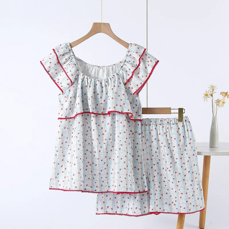 2025 Pure Cotton Double-layer Gauze Suspender Pajamas Summer Thin Cute Pastoral Style Loungewear Set Round Neck Sexy Sleepwear
2025 Pure Cotton Double-layer Gauze Suspender Pajamas Summer Thin Cute Pastoral Style Loungewear Set Round Neck Sexy Sleepwear