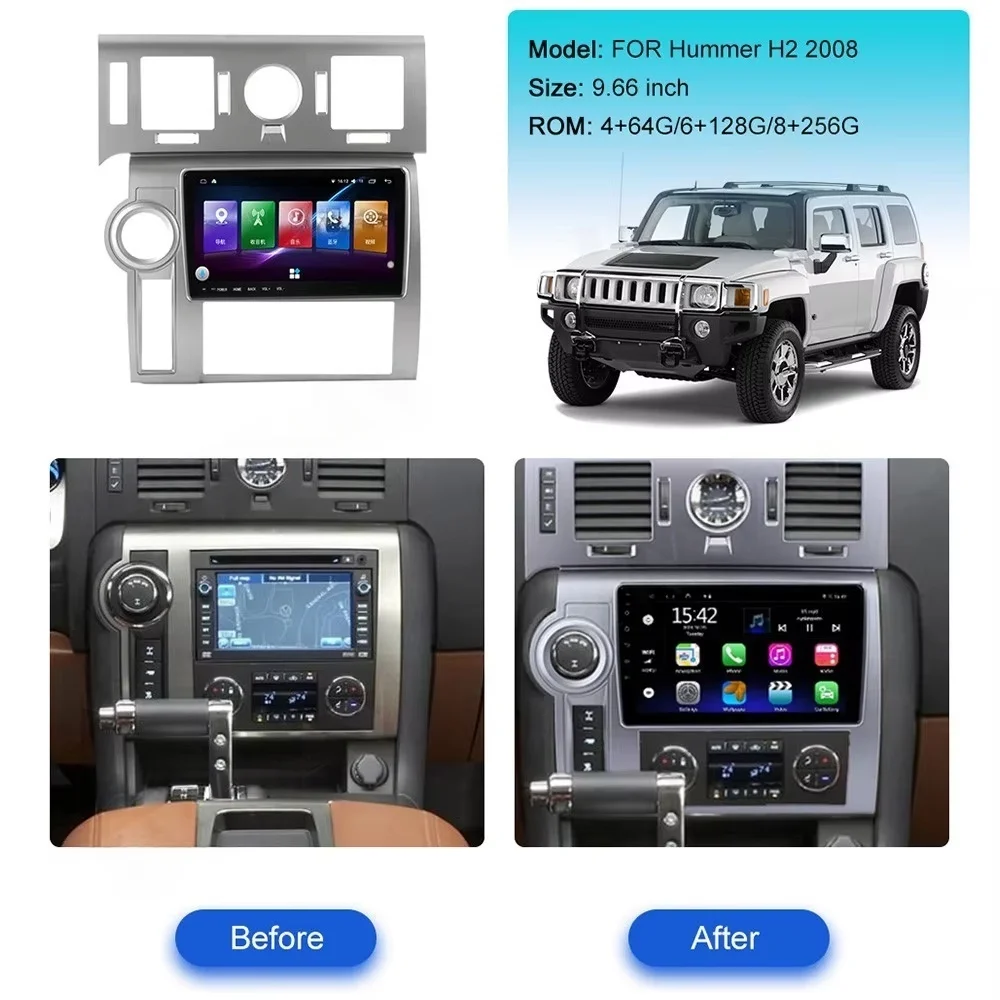 Android 14 For Hummer H2 2005 2006 -2008 Wireless CarPlay Car GPS Navigation Auto Radio Stereo Video Multimedia Player Head Unit
Android 14 For Hummer H2 2005 2006 -2008 Wireless CarPlay Car GPS Navigation Auto Radio Stereo Video Multimedia Player Head Unit