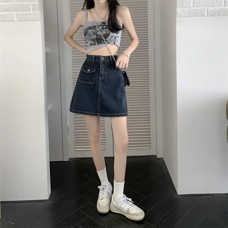 Korean Fashion Dark Blue High Waist Female Jeans Skirts Y2k Vintage A Line Summer 2025 Harajuku Cheap Modest Women's Denim Skirt
Korean Fashion Dark Blue High Waist Female Jeans Skirts Y2k Vintage A Line Summer 2025 Harajuku Cheap Modest Women's Denim Skirt