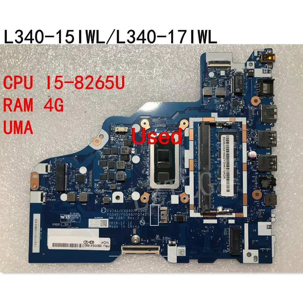 Used For Lenovo Ideapad L340-15IWL/L340-17IWL Laptop Motherboard Mainboard CPU I5-8265U UMA RAM 4G FRU 5B20S41692
Used For Lenovo Ideapad L340-15IWL/L340-17IWL Laptop Motherboard Mainboard CPU I5-8265U UMA RAM 4G FRU 5B20S41692