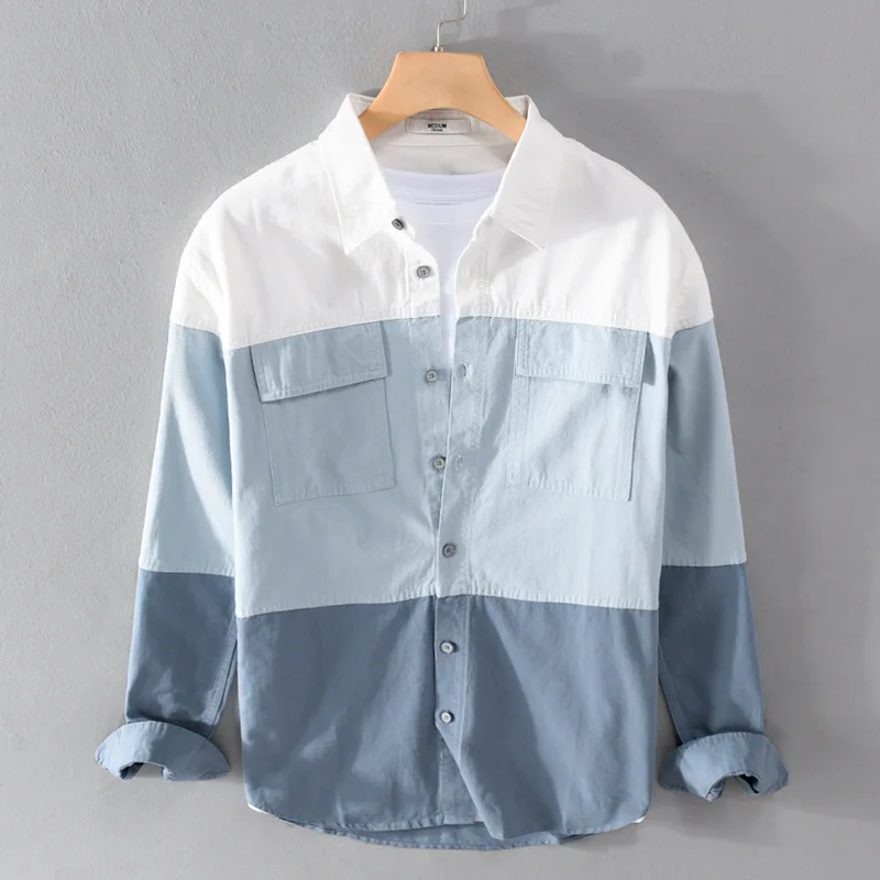 Casual Contrast Color Splicing Work irt Men's Long Sve Faionable Briti Youth Art Design Cotton irt Jaet
Casual Contrast Color Splicing Work irt Men's Long Sve Faionable Briti Youth Art Design Cotton irt Jaet
