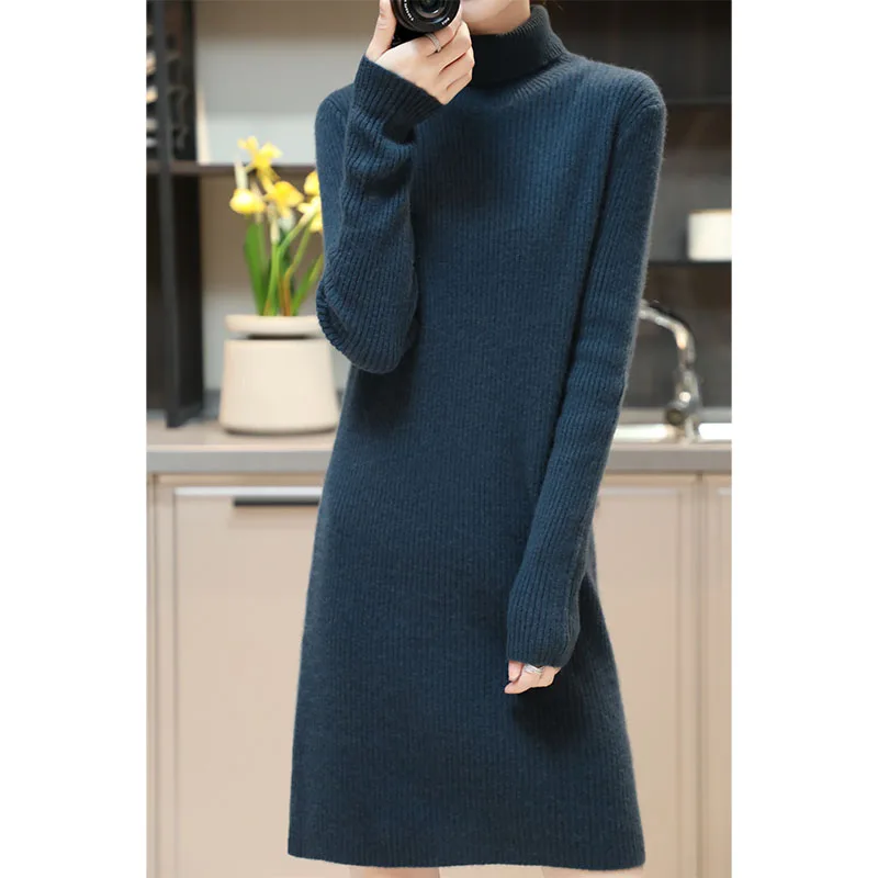 Women's High Neck Long Sleeve Knitted Dress, Solid Wool, Loose, Luxury, Soft, Winter, Korean Edition
Women's High Neck Long Sleeve Knitted Dress, Solid Wool, Loose, Luxury, Soft, Winter, Korean Edition