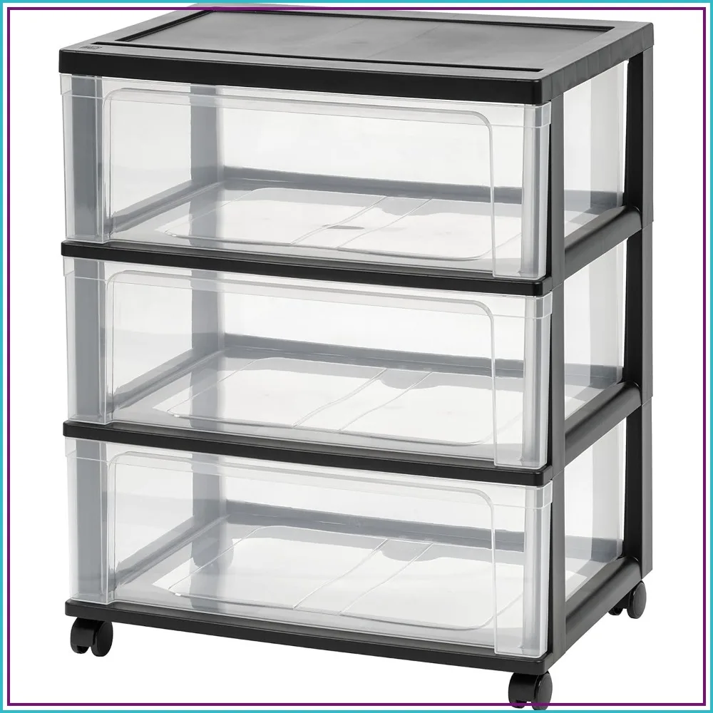 3-Drawer Rolling Storage Cart with Wheels, Plastic Organizer for Art Supplies, Bathroom, Dorm, Bedroom, Laundry Room, Wide, Black
3-Drawer Rolling Storage Cart with Wheels, Plastic Organizer for Art Supplies, Bathroom, Dorm, Bedroom, Laundry Room, Wide, Black