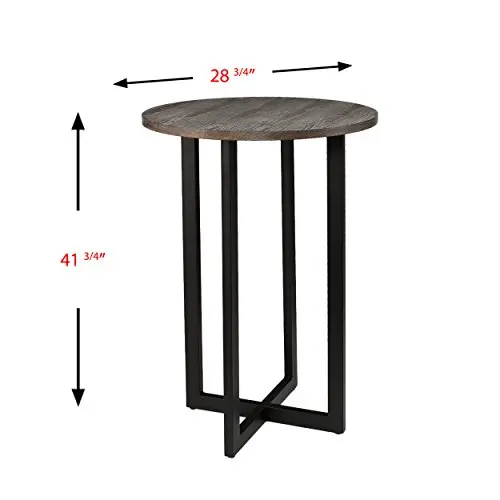 Round Wood-Top Bar Table With Black Metal X-Base, Transitional Style For Kitchen Or Dining Space
Round Wood-Top Bar Table With Black Metal X-Base, Transitional Style For Kitchen Or Dining Space
