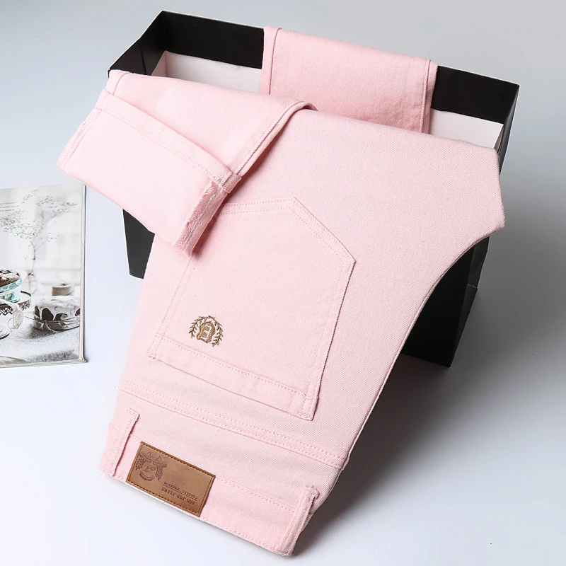 Мужские высококачественные розовые, желтые, красные джинсы, модные повседневные классические стильные мягкие брюки обычного кроя, мужские эластичные брюки продвинутого бренда
Мужские высококачественные розовые, желтые, красные джинсы, модные повседневные классические стильные мягкие брюки обычного кроя, мужские эластичные брюки продвинутого бренда