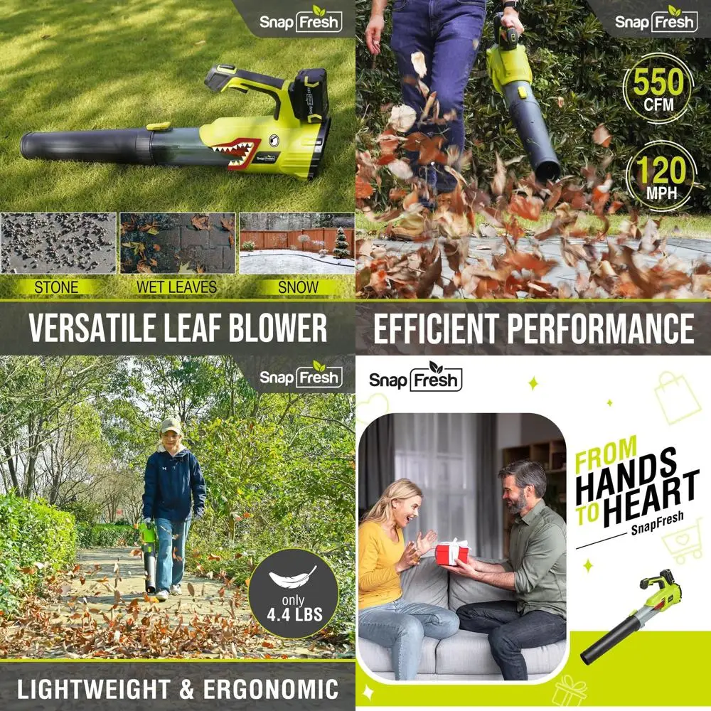 20V Cordless Leaf Blower, 550 CFM/120 MPH, 2 x 4.0Ah Batteries, 7-Speed with Turbo, Lightweight Electric Handheld for Lawn, Pati
20V Cordless Leaf Blower, 550 CFM/120 MPH, 2 x 4.0Ah Batteries, 7-Speed with Turbo, Lightweight Electric Handheld for Lawn, Pati