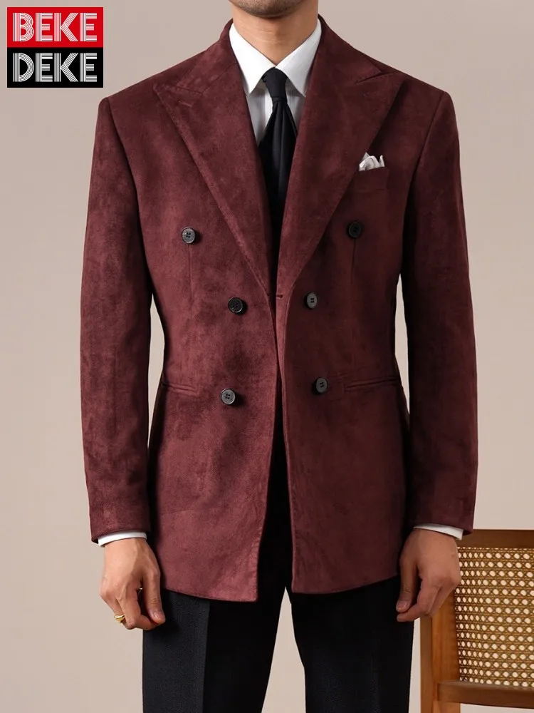 Business Casual Male Blazer Fashion Solid Color Suede Mens Suit Jacket Double-Breasted Long Sleeves Warm Handmade Outerwear
Business Casual Male Blazer Fashion Solid Color Suede Mens Suit Jacket Double-Breasted Long Sleeves Warm Handmade Outerwear