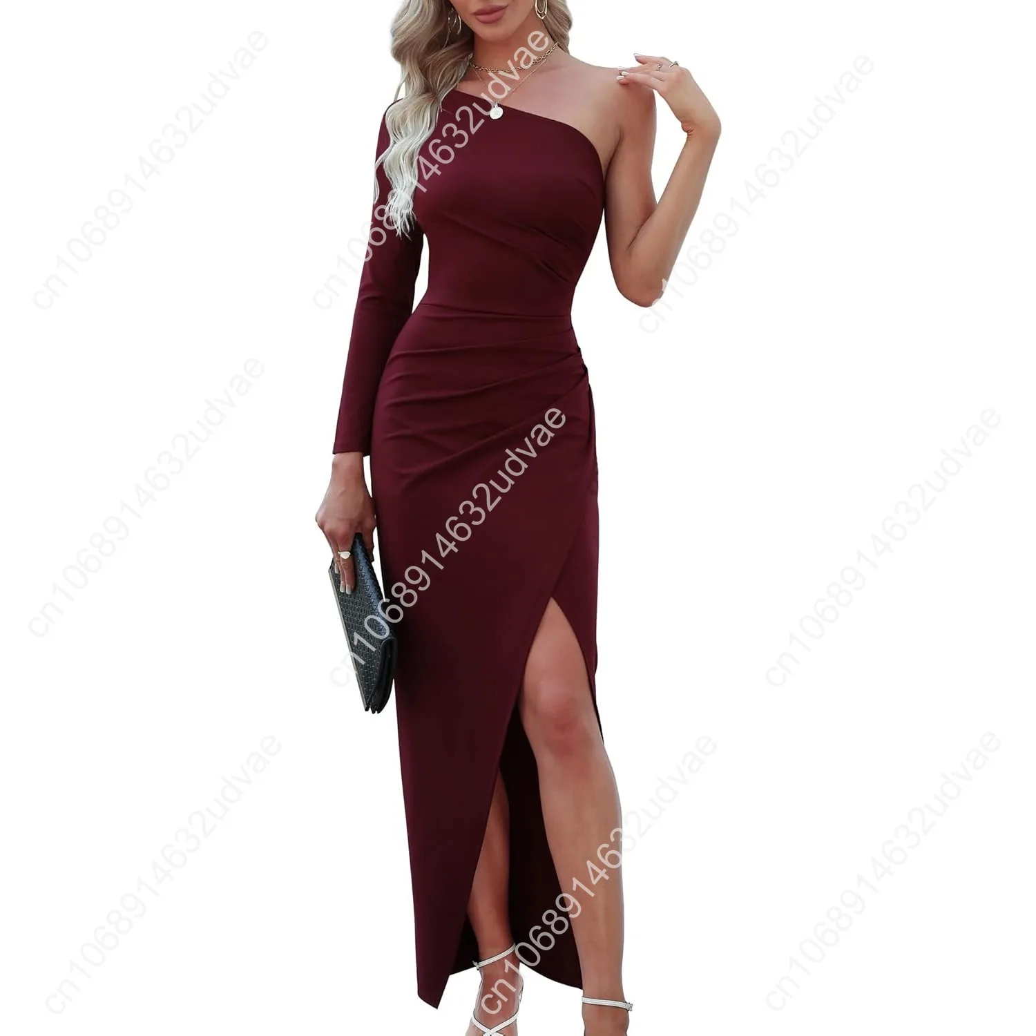 Sarin Mathews Womens One Shoulder Long Sleeve Cocktail Dresses Sexy Bodycon Ruched Wrap Split Party Formal Long Dress
Sarin Mathews Womens One Shoulder Long Sleeve Cocktail Dresses Sexy Bodycon Ruched Wrap Split Party Formal Long Dress