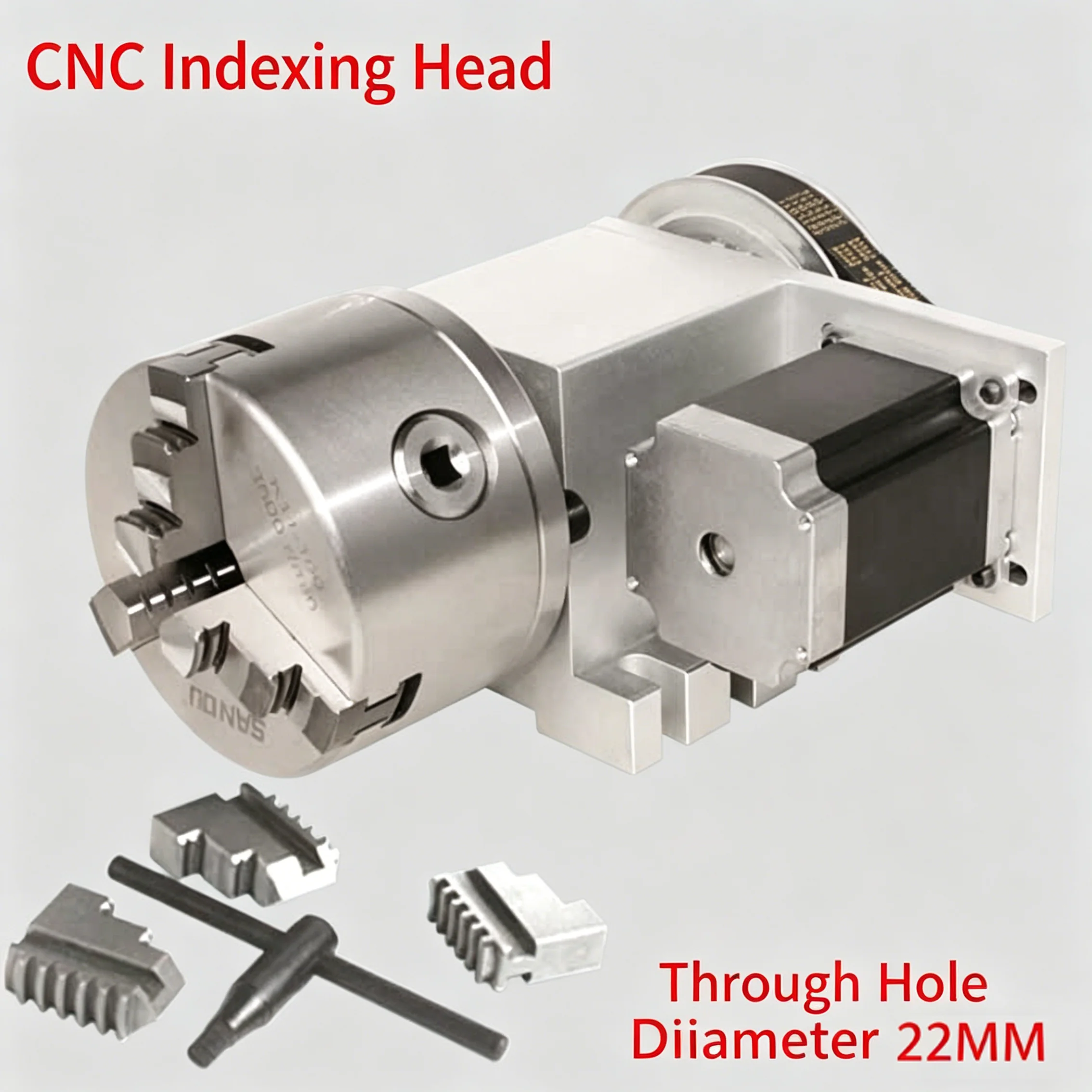 CNC Router 4th Axis, A Axis, Rotary Axis, CNC Dividing Head, 100mm Chuck, Through Hole 22mm
CNC Router 4th Axis, A Axis, Rotary Axis, CNC Dividing Head, 100mm Chuck, Through Hole 22mm
