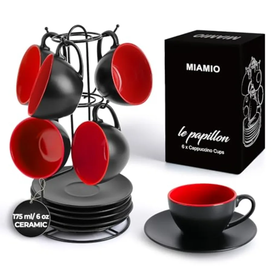 Set of 6, Ceramic Stackable Cappuccino Cups Set/ 6 oz Cappuccino Mugs and Saucer with Metal Stand for Coffee Drinks, Cafe, Latt
Set of 6, Ceramic Stackable Cappuccino Cups Set/ 6 oz Cappuccino Mugs and Saucer with Metal Stand for Coffee Drinks, Cafe, Latt