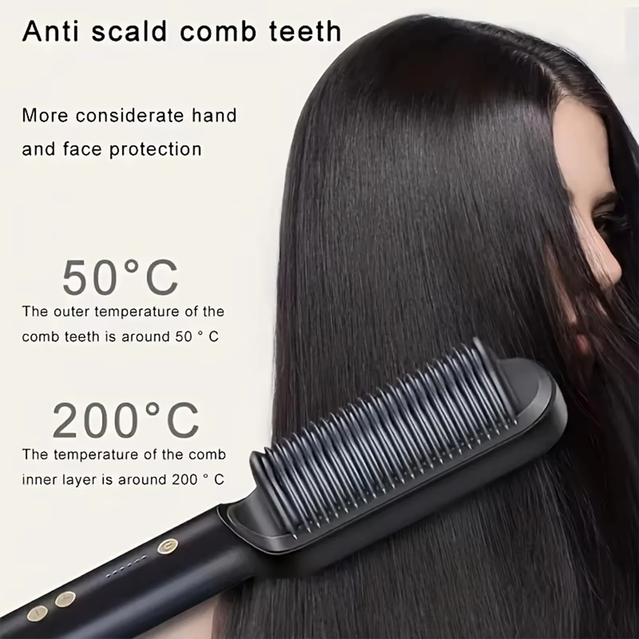 1pc Professional 2-in-1 Hair Straightening Brush - Wet & Dry Use, Versatile Styling Tool for Straightening and Curling
1pc Professional 2-in-1 Hair Straightening Brush - Wet & Dry Use, Versatile Styling Tool for Straightening and Curling