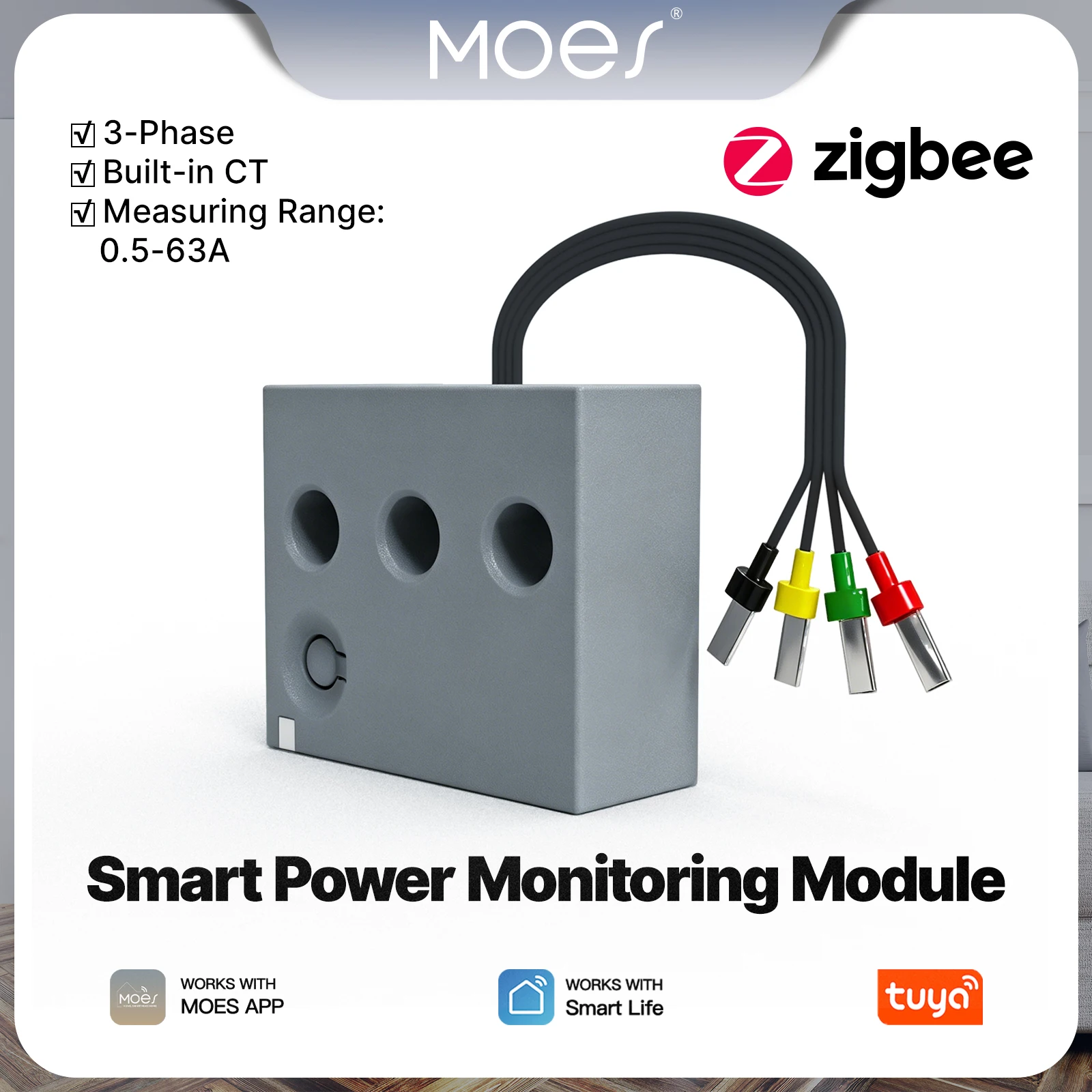 MOES Zigbee 1-Phase Smart Power Metering Module Tuya Electricity Consumption Monitor 63A Measure Built-in Current Transformer
MOES Zigbee 1-Phase Smart Power Metering Module Tuya Electricity Consumption Monitor 63A Measure Built-in Current Transformer