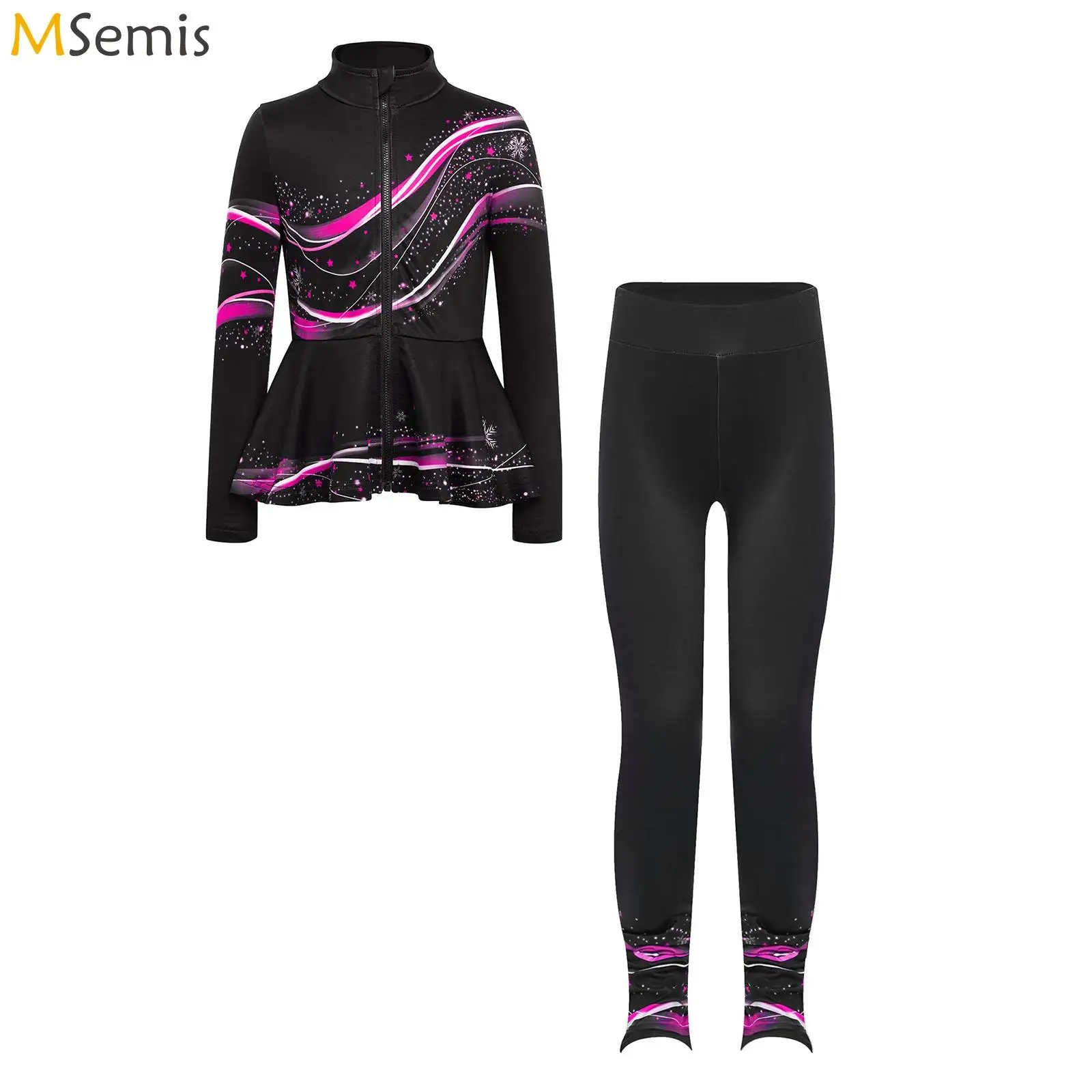 Kids Girls Ballet Dance Printed Figure Skating Performance Training Costume Dancewear Long Sleeve Zipper Peplum Jacket And Pants
Kids Girls Ballet Dance Printed Figure Skating Performance Training Costume Dancewear Long Sleeve Zipper Peplum Jacket And Pants