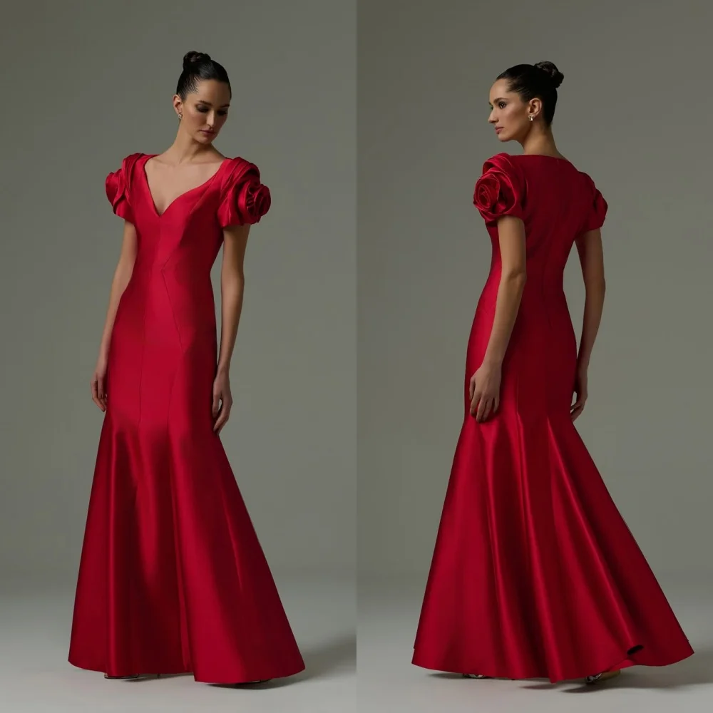 Customized Exquisite Flowers Short Sleeves Evening Dress Graceful V-Neck Celebrity Gowns Classic Zipper Back Mermaid Party Dress
Customized Exquisite Flowers Short Sleeves Evening Dress Graceful V-Neck Celebrity Gowns Classic Zipper Back Mermaid Party Dress