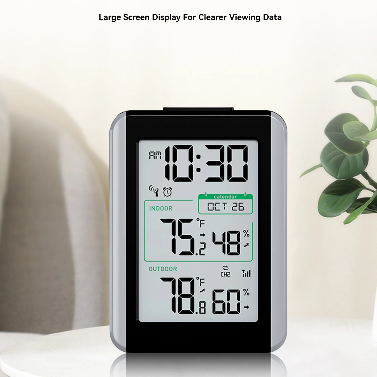 2026 New Weather Station Home Clock Indoor Outdoor Thermometer Hygrometer 4 Digit Time 1 Sensor Included Low Battery Indicator