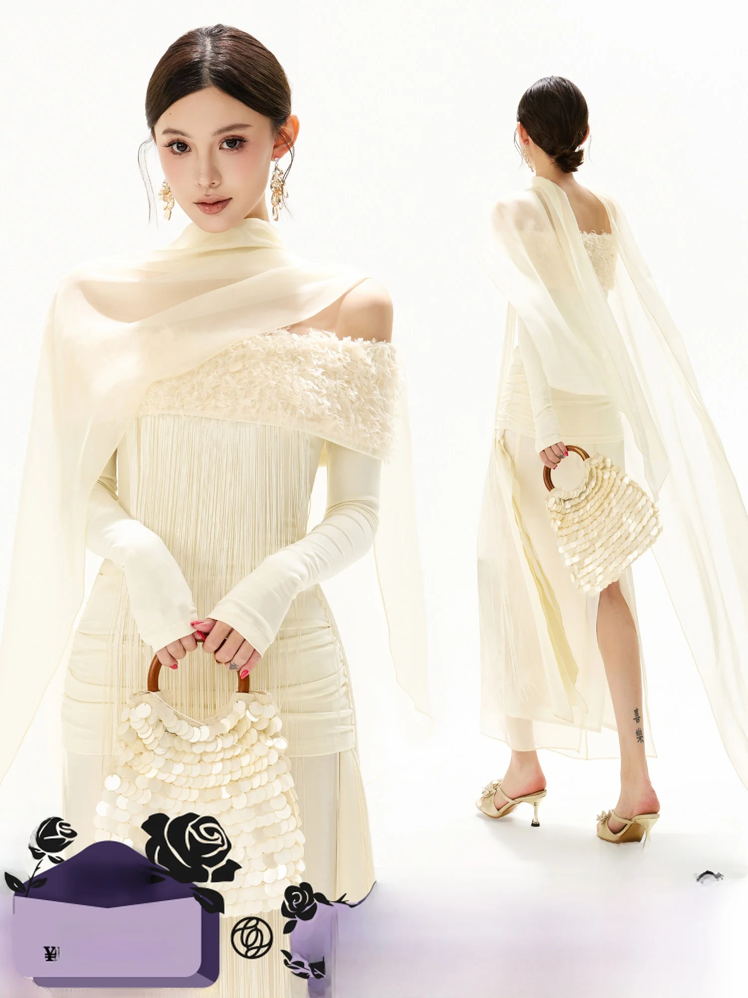 Elegant Original Design Feather Bead Fringe One Shoulder Dress Slim Fit Shawl Gown Long Sleeve Women's Fashion Dress
Elegant Original Design Feather Bead Fringe One Shoulder Dress Slim Fit Shawl Gown Long Sleeve Women's Fashion Dress