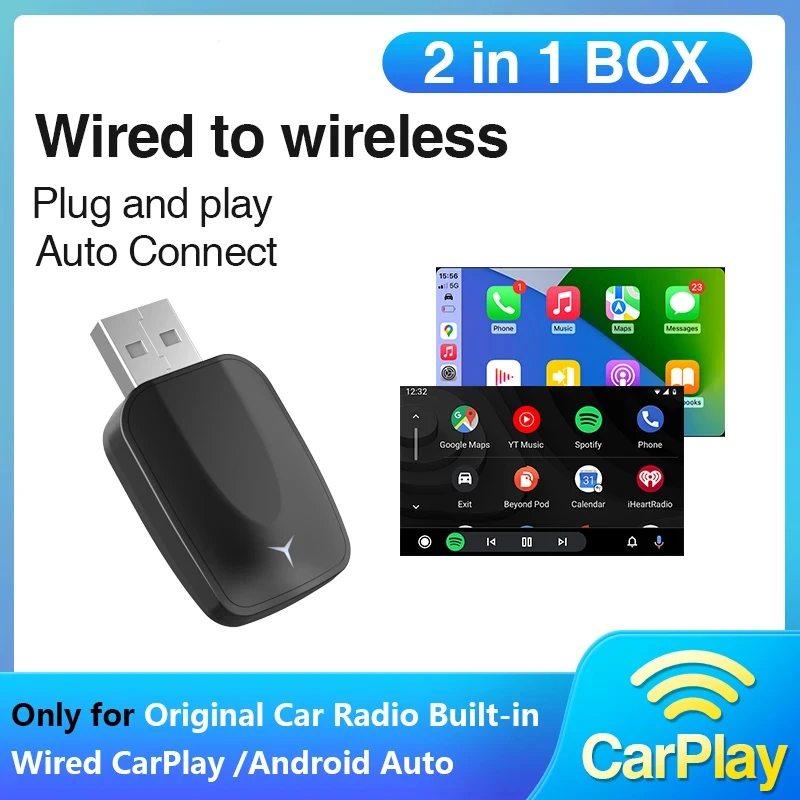 Wireless CarPlay 2-in-1 wired to wireless plug and play suitable for OEM wired encryption Bluetooth mini adapter AI box
Wireless CarPlay 2-in-1 wired to wireless plug and play suitable for OEM wired encryption Bluetooth mini adapter AI box