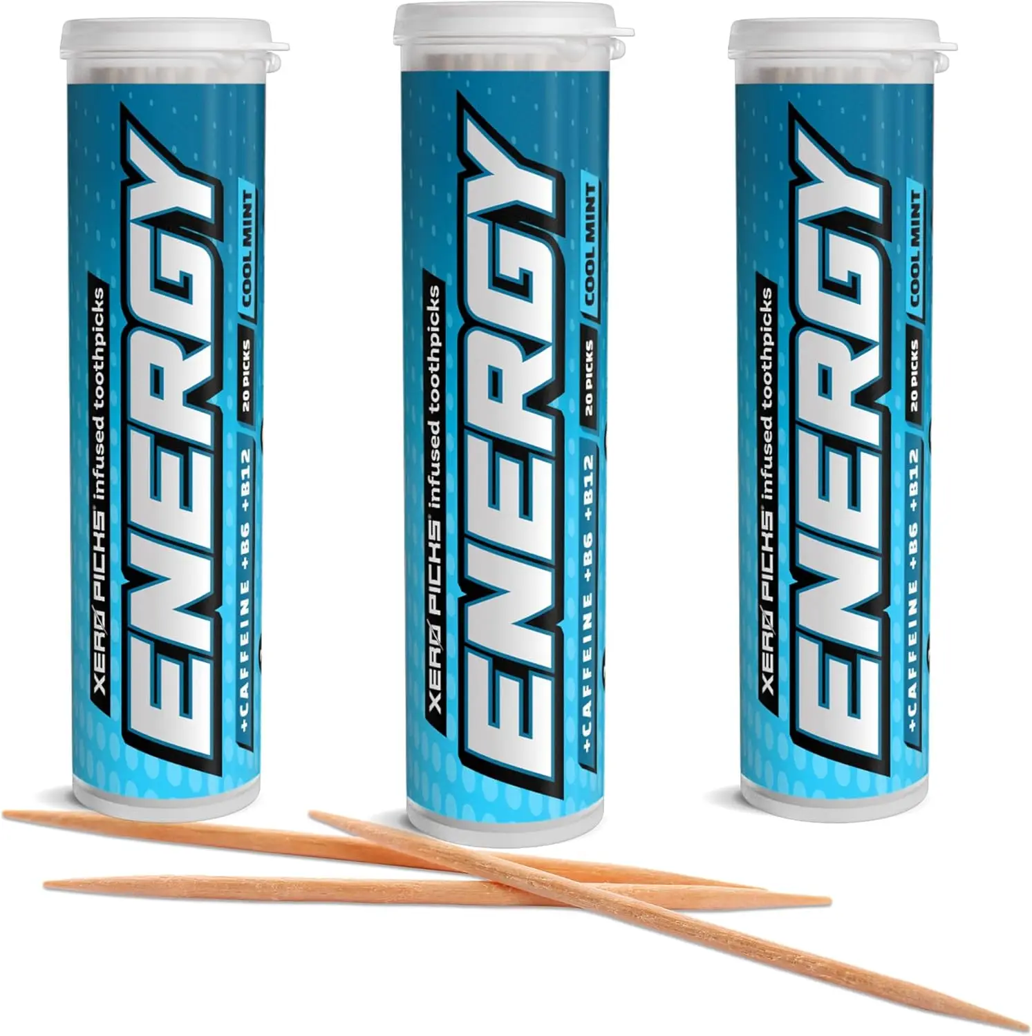 Picks Energy Infused Flavored Toothpicks with Caffeine, B12 & B6-60 Picks (3 Pack - Cool Mint)
Picks Energy Infused Flavored Toothpicks with Caffeine, B12 & B6-60 Picks (3 Pack - Cool Mint)