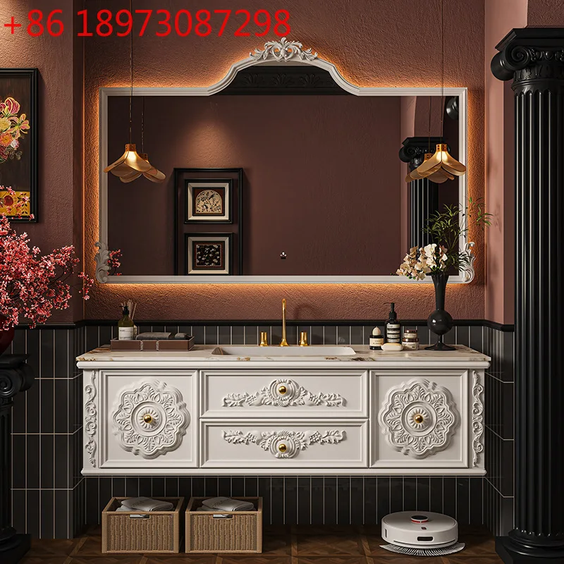 French Oak Retro Bathroom Cabinet Combination Toilet Wash Sink Smart Mirror Cabinet
French Oak Retro Bathroom Cabinet Combination Toilet Wash Sink Smart Mirror Cabinet