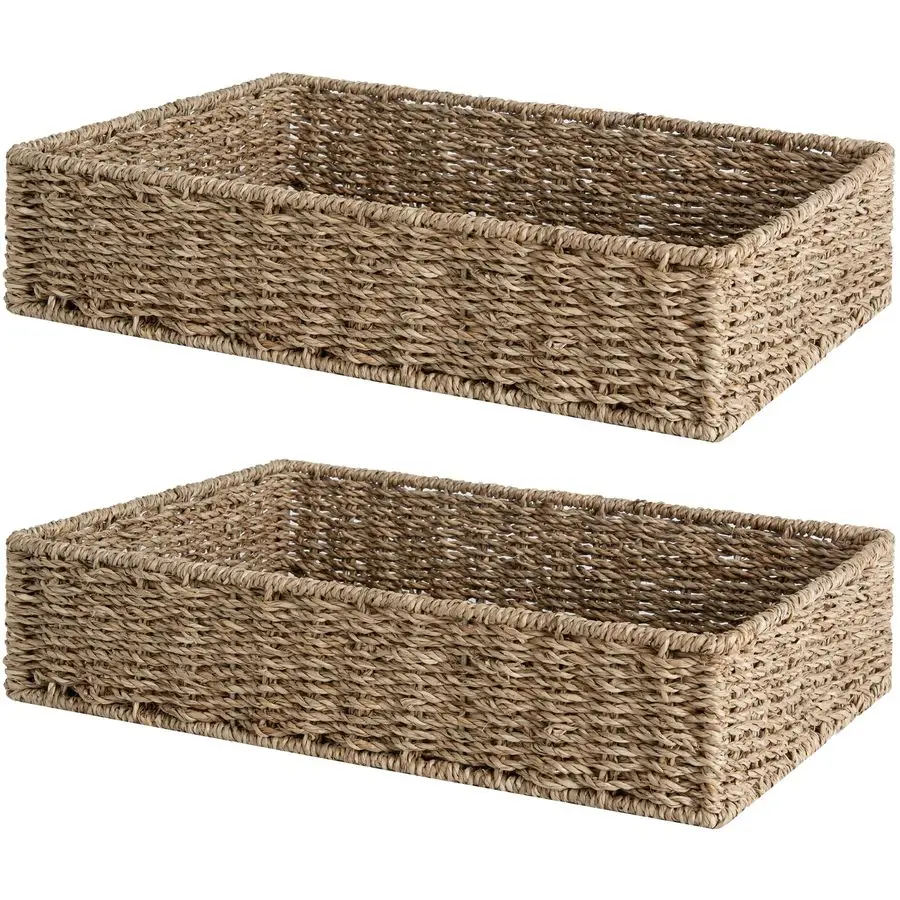 Large Seagrass Tray for Bathroom, Seagrass Storage Baskets for Shelves, Handwoven Natural Wicker Baskets for Organizing, 2Pack
Large Seagrass Tray for Bathroom, Seagrass Storage Baskets for Shelves, Handwoven Natural Wicker Baskets for Organizing, 2Pack