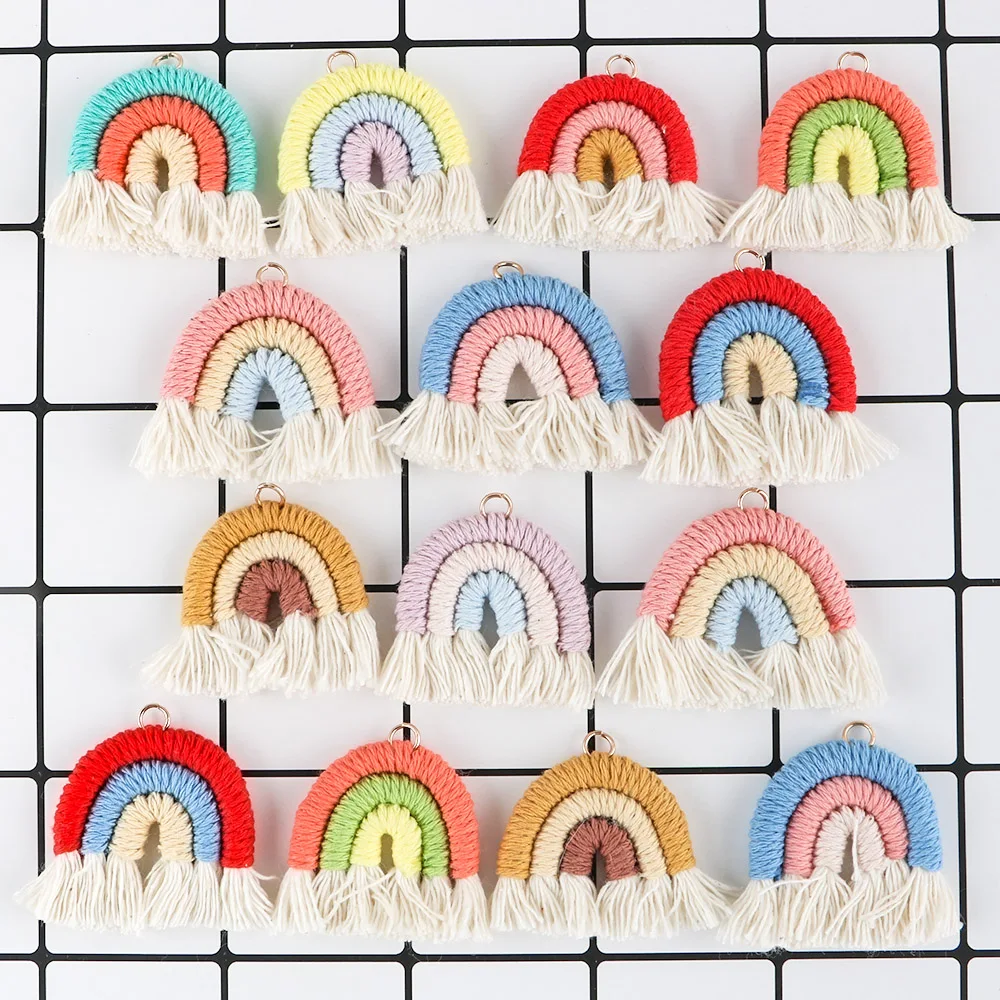 20/30/50/100Pcs Tassels Handmade Woven Cotton Rope Rainbow Beads Jewelry Tassels Boho Style Pendants Rainbow Keychain Accessorie
20/30/50/100Pcs Tassels Handmade Woven Cotton Rope Rainbow Beads Jewelry Tassels Boho Style Pendants Rainbow Keychain Accessorie