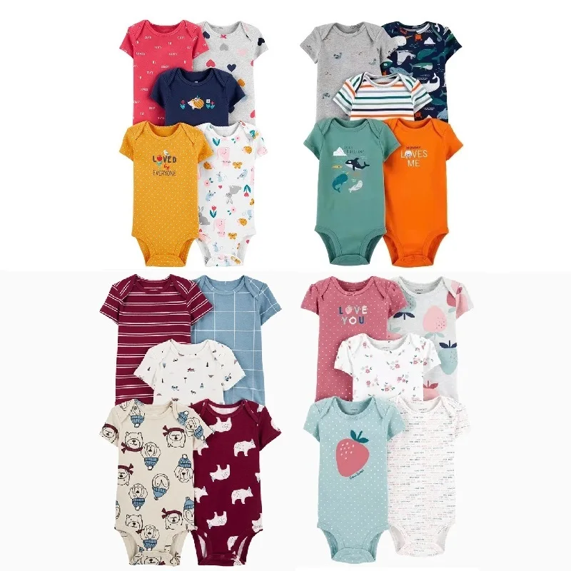 Newborn Baby Girl Boy Clothes Summer Short Sleeve 100% Cotton Baby Romper Toddler Kids Bodysuit Children's Overalls 5 PCS/LOT
Newborn Baby Girl Boy Clothes Summer Short Sleeve 100% Cotton Baby Romper Toddler Kids Bodysuit Children's Overalls 5 PCS/LOT