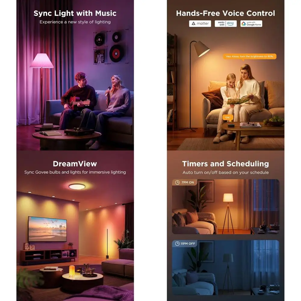 WiFi RGBWW LED Smart Light Bulbs, Works with Alexa & Google Assistant, 6-Pack, 850 Lumens, 2.4GHz Only
WiFi RGBWW LED Smart Light Bulbs, Works with Alexa & Google Assistant, 6-Pack, 850 Lumens, 2.4GHz Only