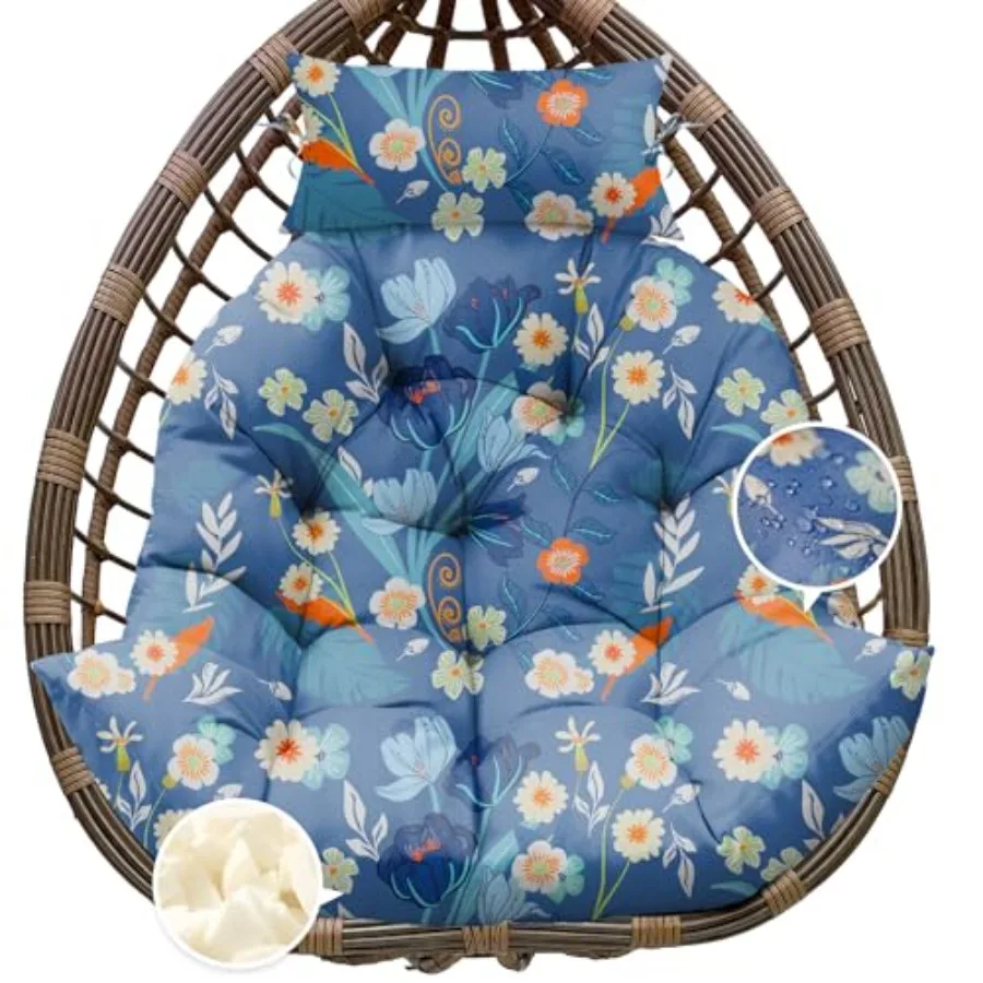 Outdoor Hanging Egg Chair Cushion Replacement Extra Large Waterproof Egg Swing Cushions with Headrest Pillow and Ties U-Shaped
Outdoor Hanging Egg Chair Cushion Replacement Extra Large Waterproof Egg Swing Cushions with Headrest Pillow and Ties U-Shaped