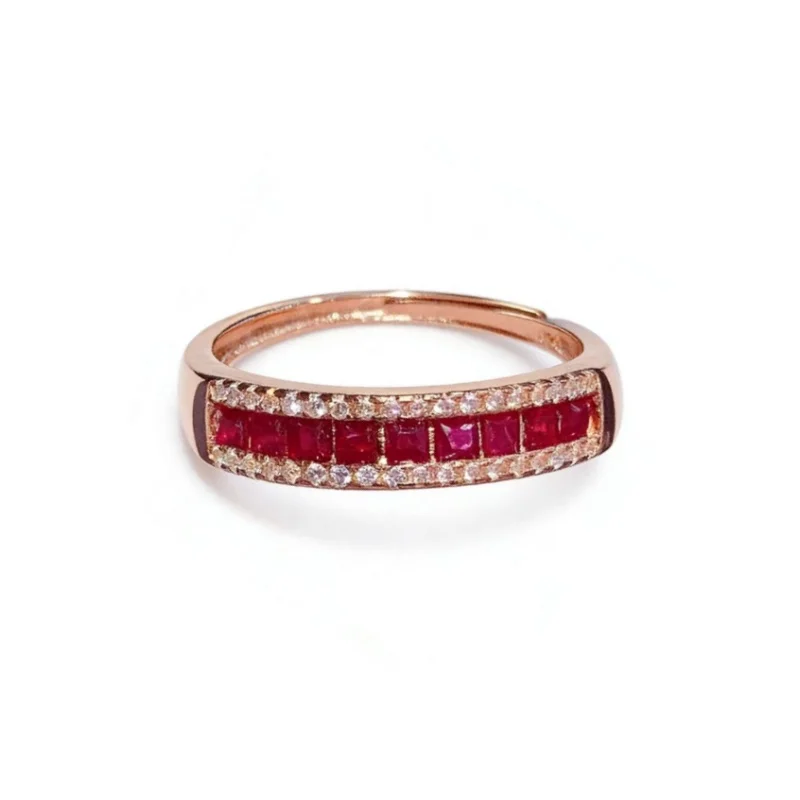 S925 Sterling Silver Natural Ruby Ring 2mm Square Gemstone Rose Gold Band Women Jewelry
S925 Sterling Silver Natural Ruby Ring 2mm Square Gemstone Rose Gold Band Women Jewelry