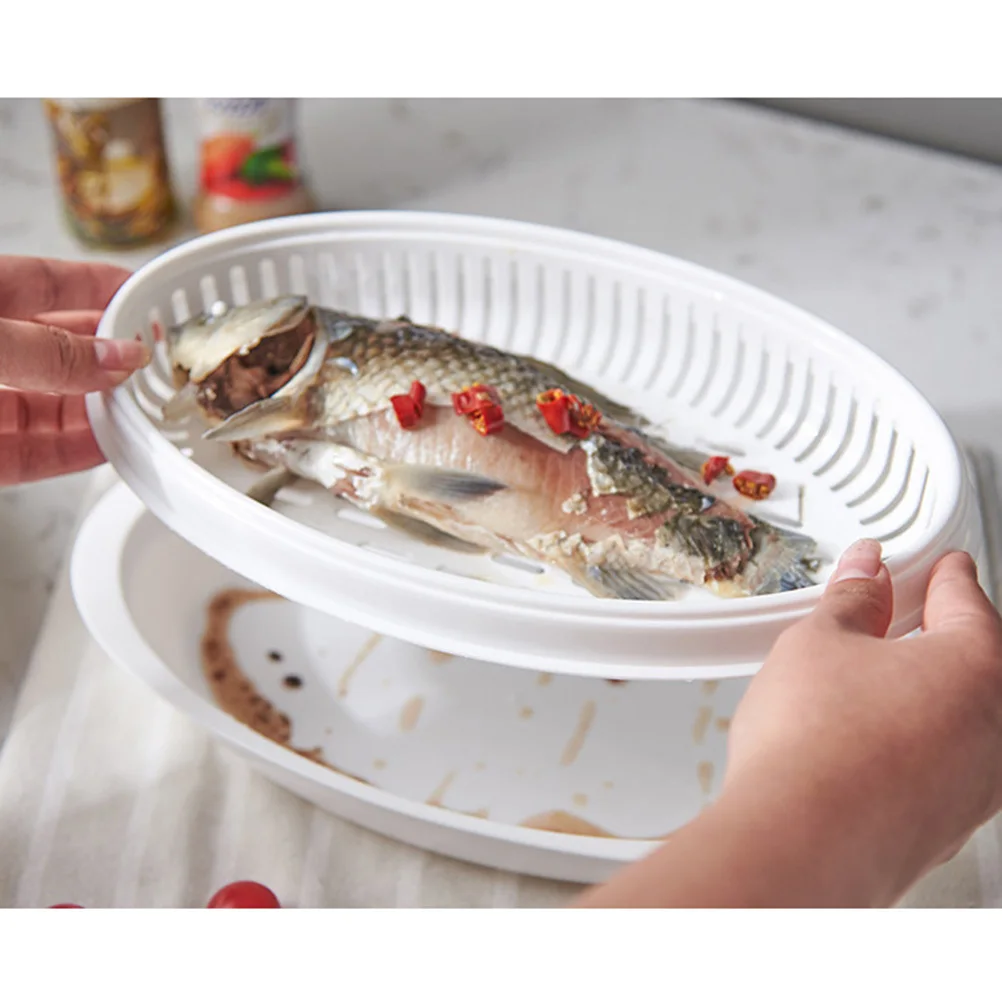 2pcs Large Capacity Fish Steamer Elongated Base Dome Lid For Microwave Food Heating Refrigeration Storage Built-In Oil Water
2pcs Large Capacity Fish Steamer Elongated Base Dome Lid For Microwave Food Heating Refrigeration Storage Built-In Oil Water
