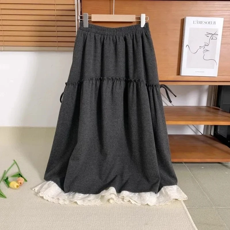 Женская осенне-зимняя серая юбка с высокой талией, белая кружевная лоскутная юбка с драпировкой, плиссированная милая длинная юбка в консервативном стиле Harajuku Y2K
Женская осенне-зимняя серая юбка с высокой талией, белая кружевная лоскутная юбка с драпировкой, плиссированная милая длинная юбка в консервативном стиле Harajuku Y2K