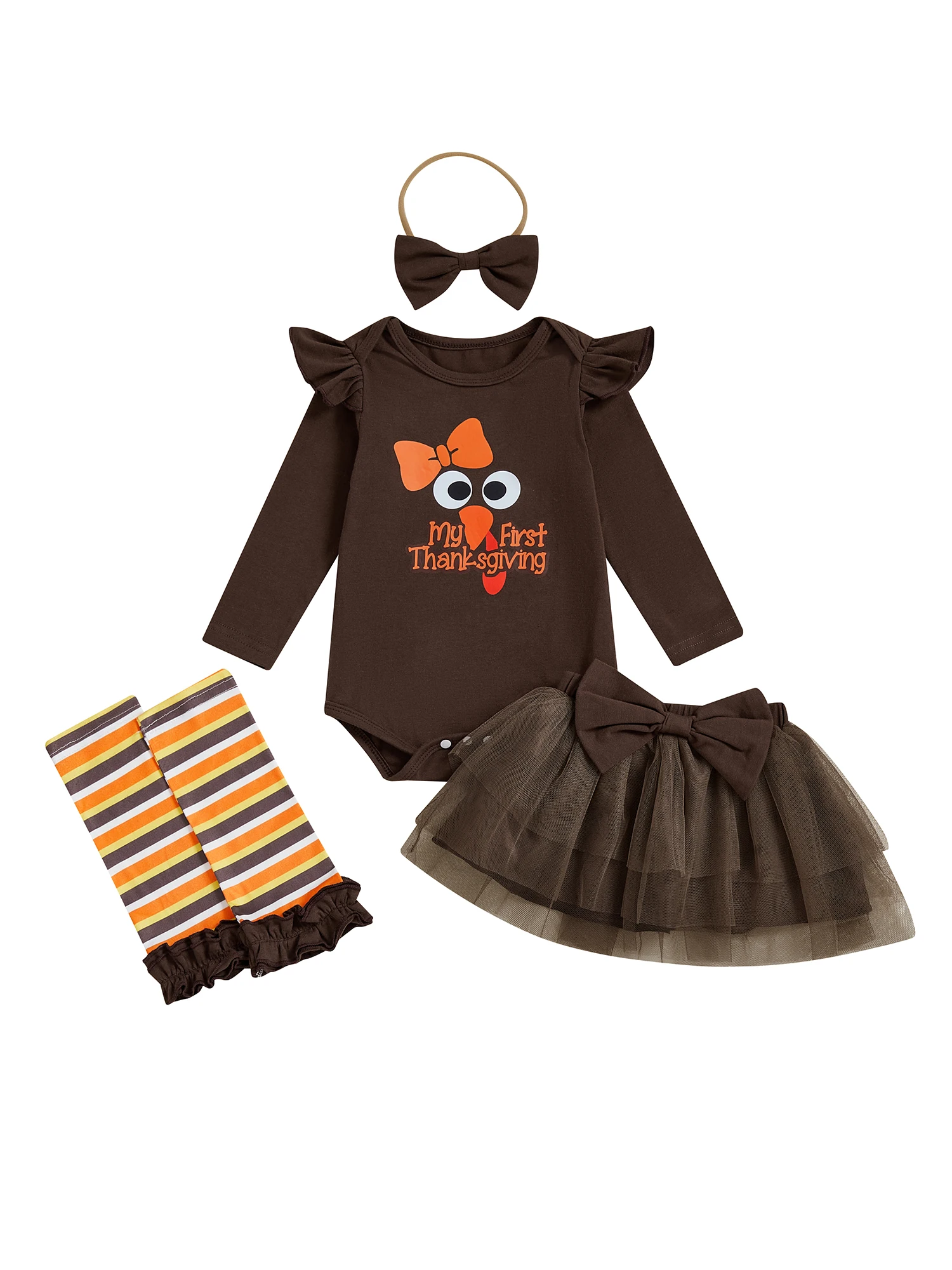 Thanksgiving Baby Girl Outfit Set with Long Sleeve Romper Tulle Skirt Headband and Leg Warmers - Infant Clothing for Fall
Thanksgiving Baby Girl Outfit Set with Long Sleeve Romper Tulle Skirt Headband and Leg Warmers - Infant Clothing for Fall