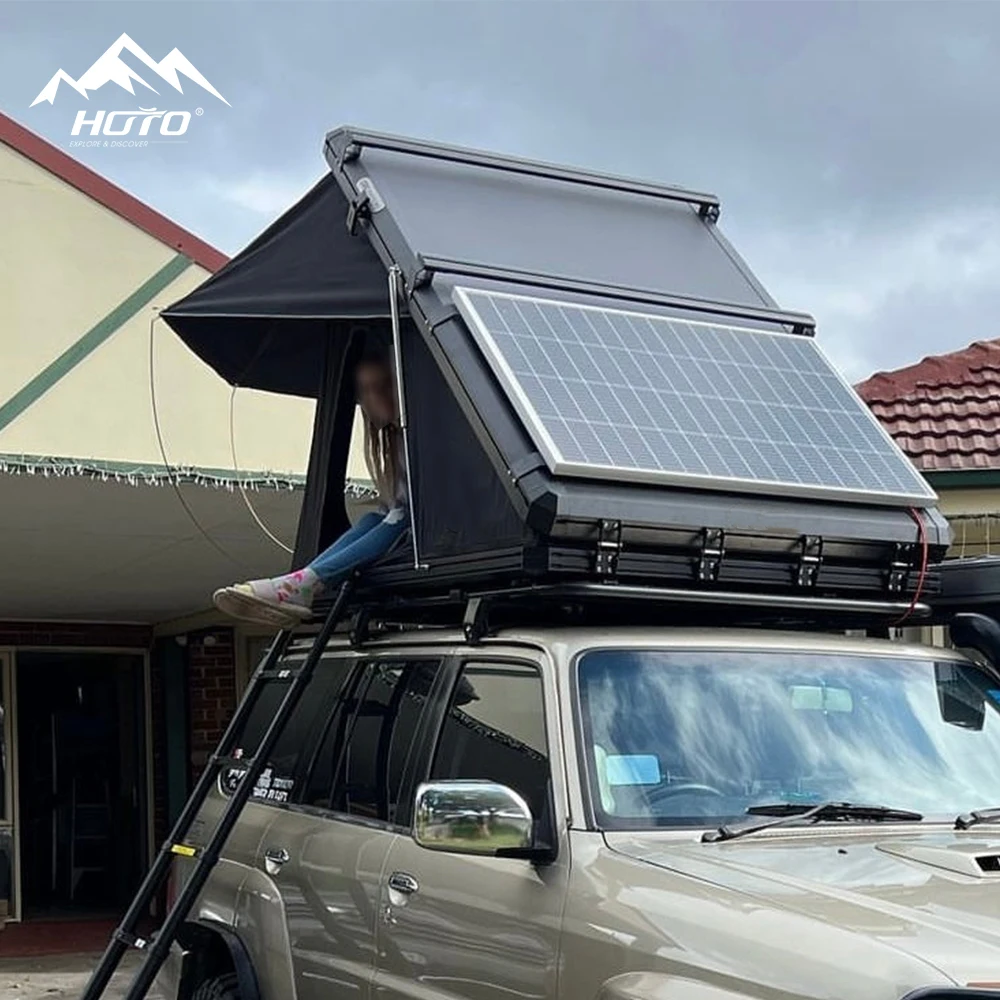 HOTO Triangle Hard Shell Rooftop Tent Outdoor Car Camping Tent Aluminum Hardshell Roof Top Tents with Solar Panel
HOTO Triangle Hard Shell Rooftop Tent Outdoor Car Camping Tent Aluminum Hardshell Roof Top Tents with Solar Panel