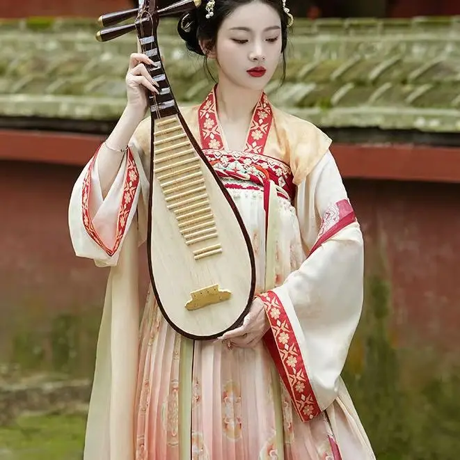 Adult Hanfu Chinese Traditional Clothes Tang Dynasty Dress Half Arm Upper Garment Chest Length Skirt Dance Performance Costume
Adult Hanfu Chinese Traditional Clothes Tang Dynasty Dress Half Arm Upper Garment Chest Length Skirt Dance Performance Costume