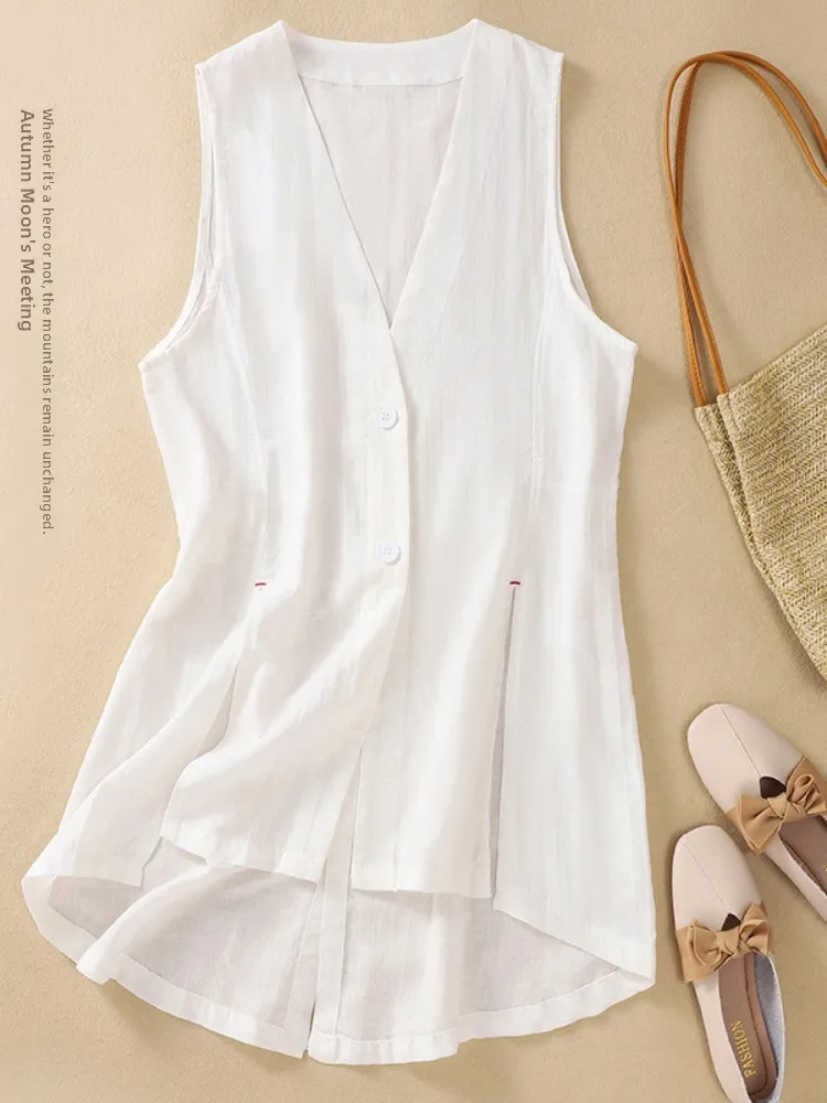 Loose Linen Vest Cardigan Women Summer Color Long Svel V-ne Casual Sun Protection Top Cotton Linen Blend
Loose Linen Vest Cardigan Women Summer Color Long Svel V-ne Casual Sun Protection Top Cotton Linen Blend