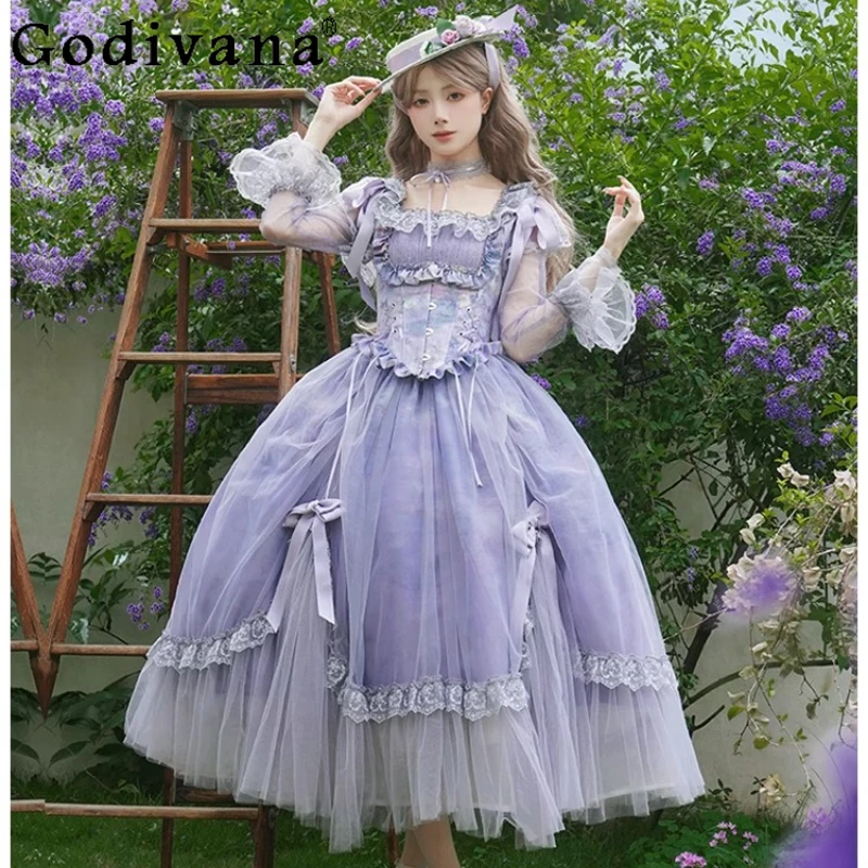 Mori Girl Cla Purple Lolita Princess Dress Op Summer Girl Women's Sweet Cute Bow Lace Edge Slim-Fit Elegant Long Sleeve Dresses
Mori Girl Cla Purple Lolita Princess Dress Op Summer Girl Women's Sweet Cute Bow Lace Edge Slim-Fit Elegant Long Sleeve Dresses