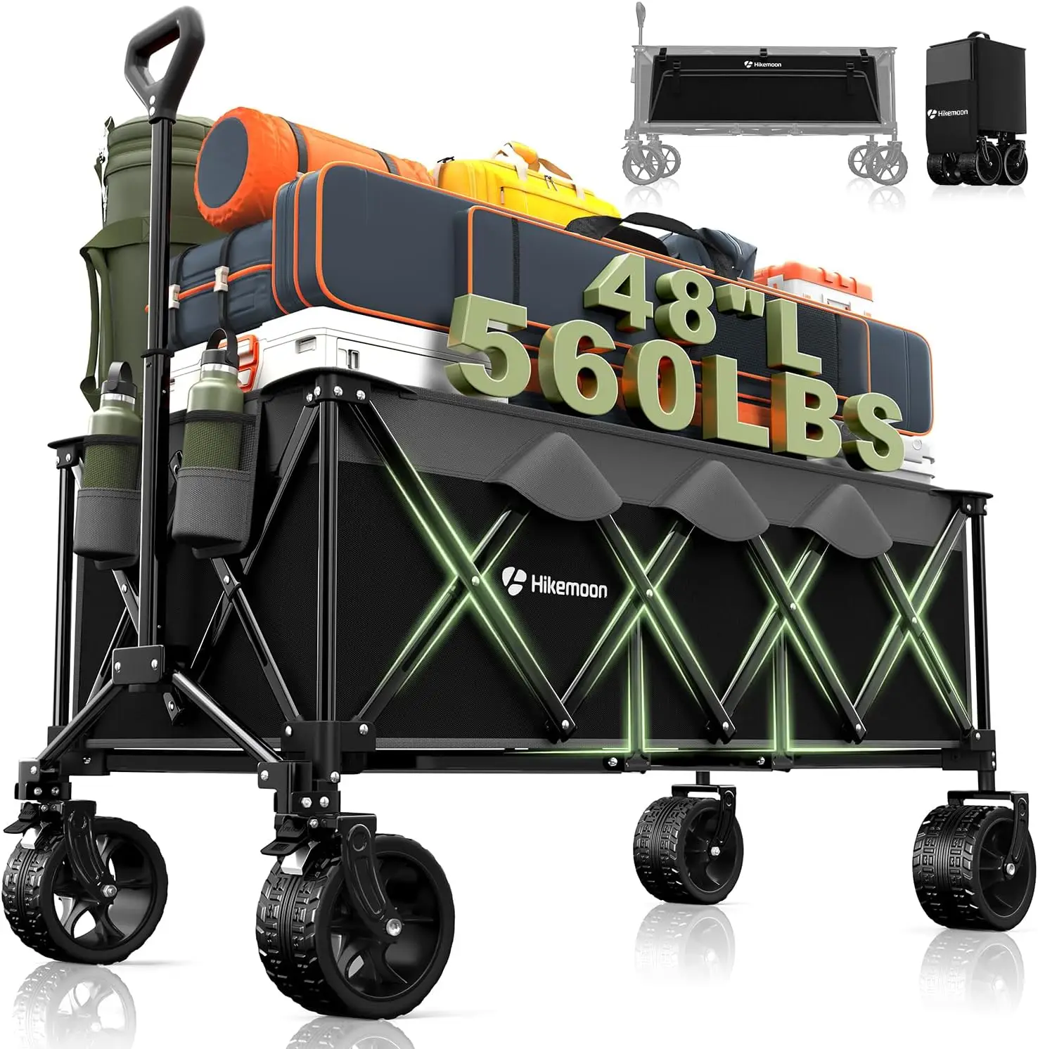 Grey & Black48"L Collapsible Wagon Cart Foldable, 560LB Weight Capacity 300L Heavy Duty Folding Beach Wagon with All-Terrain Big
Grey & Black48"L Collapsible Wagon Cart Foldable, 560LB Weight Capacity 300L Heavy Duty Folding Beach Wagon with All-Terrain Big