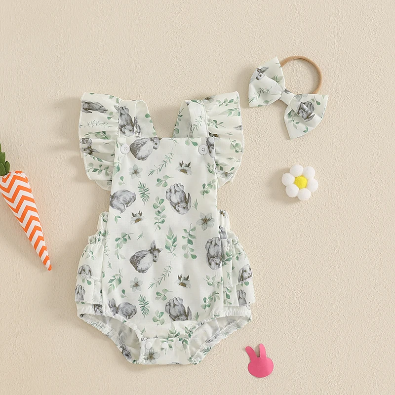 Toddler Infant Baby Girls 2Pcs Easter Outfits Ruffle Sleeveless Bunny Leaf Print Romper + Headband Set Newborn Clothes
Toddler Infant Baby Girls 2Pcs Easter Outfits Ruffle Sleeveless Bunny Leaf Print Romper + Headband Set Newborn Clothes