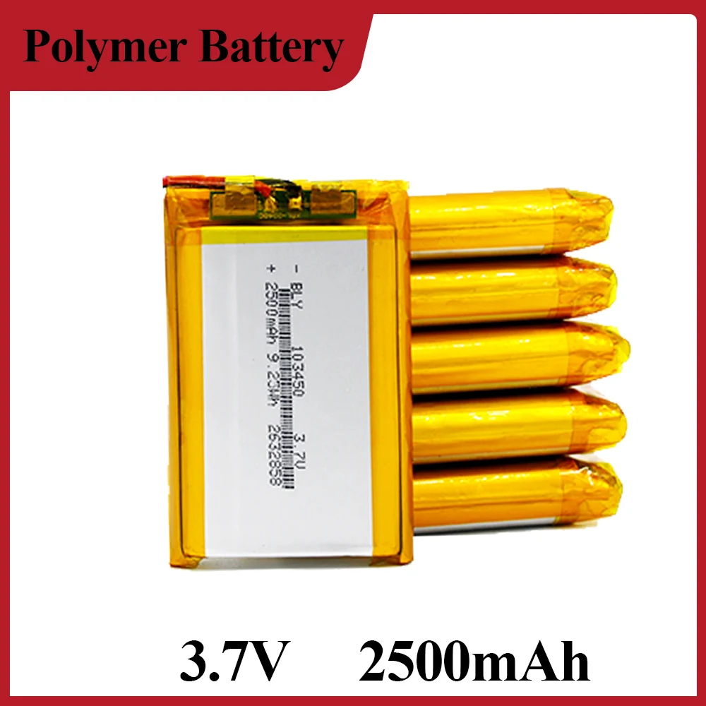 103450 3.7V 2000mAh Lithium Polymer Battery JST PH 2.0mm 2Pin Plug Rechargeable Lipo Battery for GPS MP5 Camera Headset
103450 3.7V 2000mAh Lithium Polymer Battery JST PH 2.0mm 2Pin Plug Rechargeable Lipo Battery for GPS MP5 Camera Headset