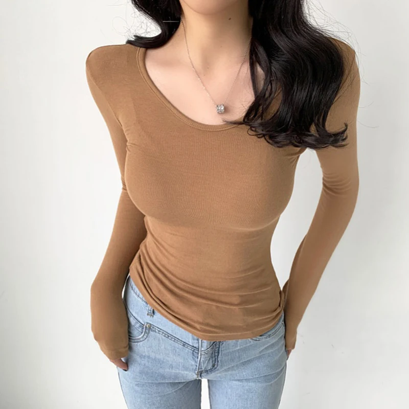 2022 Spring New Tee Shirt Femme Long Sleeve Women's Tshirt Sexy Slim Bodycon O Neck T-shirt Woman Cotton Soild Basic Tshirts Top
2022 Spring New Tee Shirt Femme Long Sleeve Women's Tshirt Sexy Slim Bodycon O Neck T-shirt Woman Cotton Soild Basic Tshirts Top