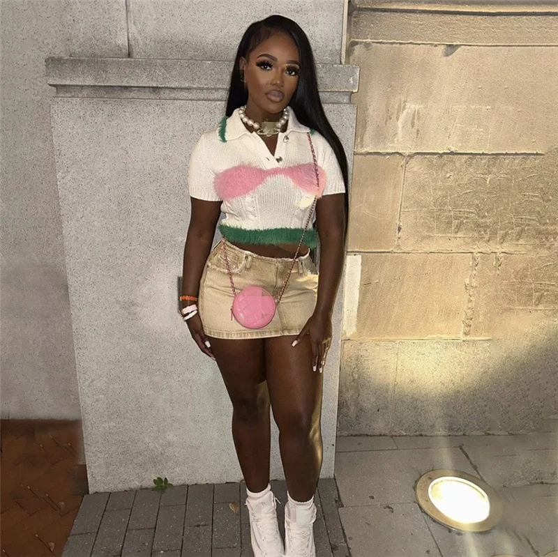 2024 New Arrival Sexy Y2k Knitted Top Short Sleeve Crop Sweater Slim Pullover Color Blocking Crop Women Tops
2024 New Arrival Sexy Y2k Knitted Top Short Sleeve Crop Sweater Slim Pullover Color Blocking Crop Women Tops