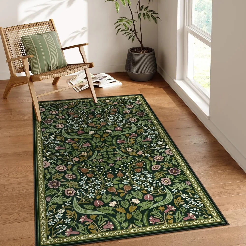 Moynesa Boho Green Floral 3x5 Rug, Washable, Non-Slip, Soft for Bedroom and Living Room, Botanical Design, Ultra Thin
Moynesa Boho Green Floral 3x5 Rug, Washable, Non-Slip, Soft for Bedroom and Living Room, Botanical Design, Ultra Thin